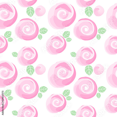watercolor roses imitation and cute little flowers seamless pattern, vector illustration, editable elements, not a trace