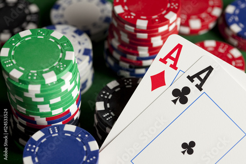 Playing cards and poker chips