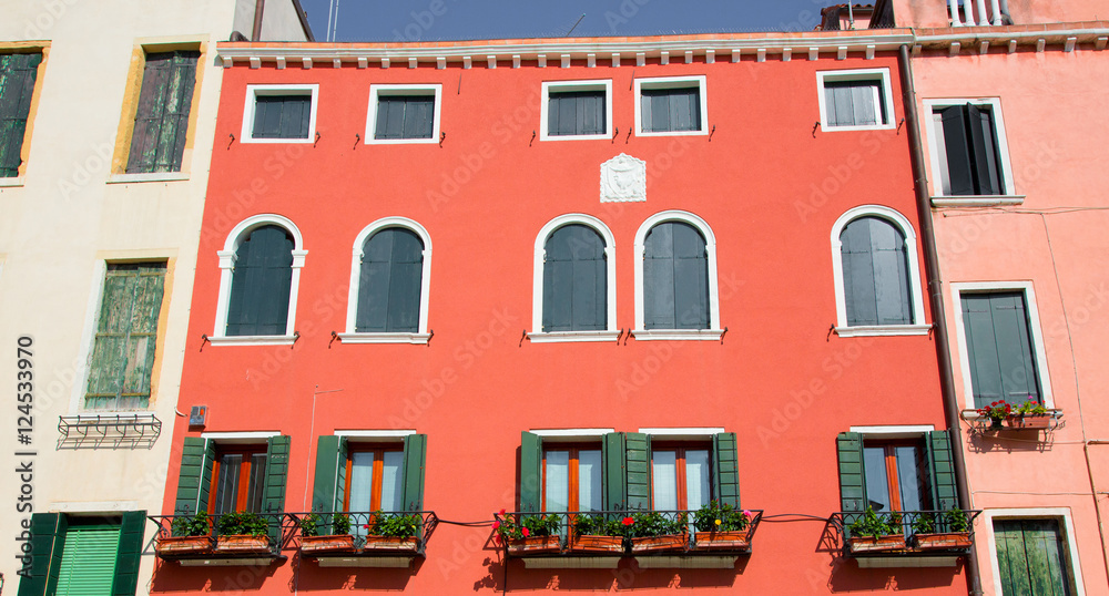 Obraz premium Beautiful colorful house facade in Venice, Italy.
