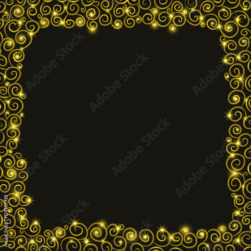 Christmas holiday background with Golden spirals 