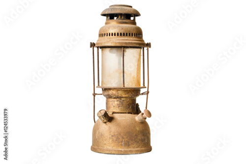 Old style lantern isolated on white background.