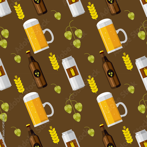 Beer, pub, pattern, flat