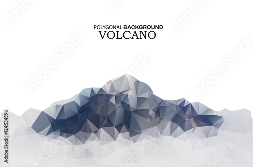 Volcano in low polygon style. Abstract background for design.Vector illustration