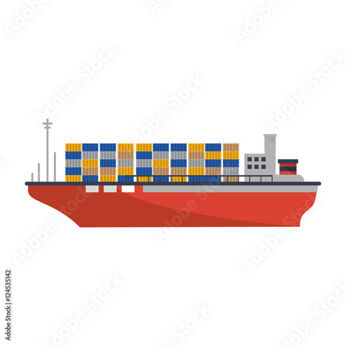 cargo ship icon. sea transportation nautical and marine theme. Isolated design. Vector illustration