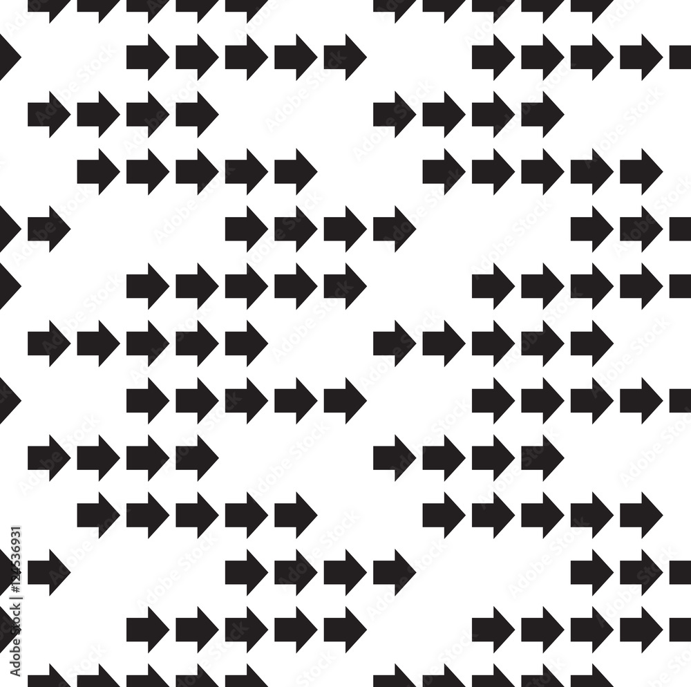 Arrows seamless pattern. Abstract geometric texture with arrow shapes. Monochrome vector eps8 illustration.