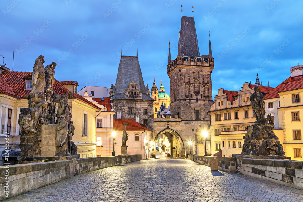 Malostranska tower on Charles bridge in Prague