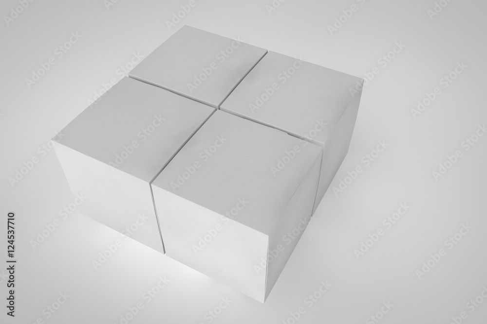 Mock-up cardboard box standing on white background. Packaging for your ...