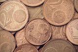 Euro cent coins background, vintage filtered style