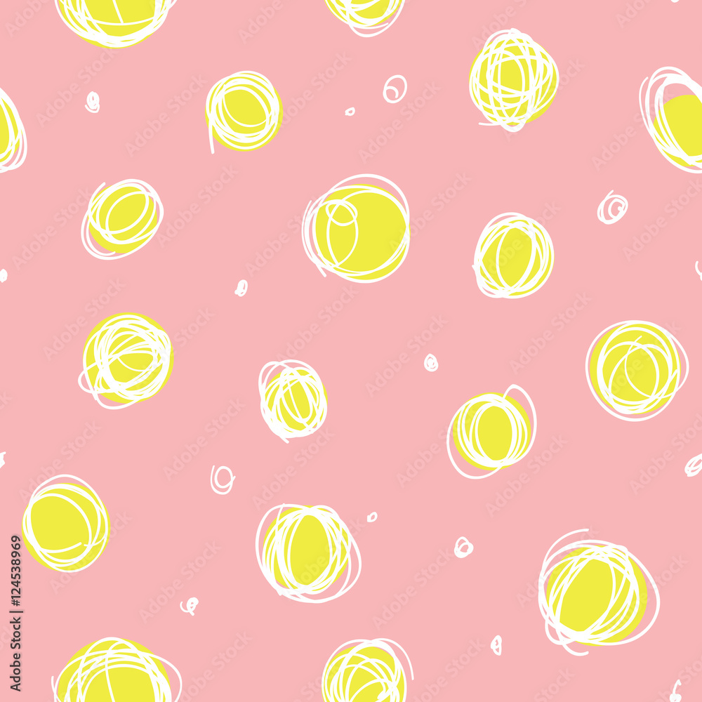 Sloppy circles, random doodle dots seamless pattern