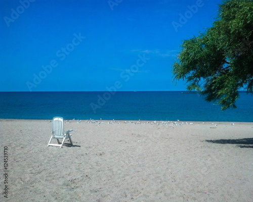 Chair on the Beach of Lake Huron at Goderich photo