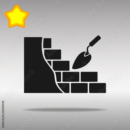 black brickwork and building trowel Icon button logo symbol concept high quality