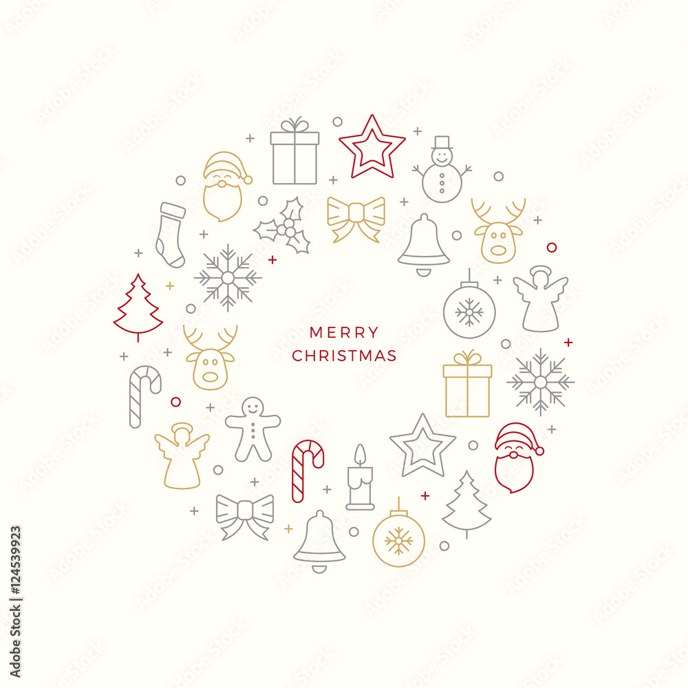christmas line icons circle elements christmas line icons circle elements