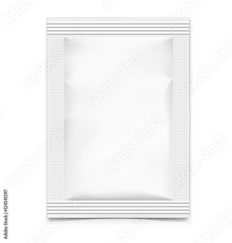 Template of blank sachet packaging for food, cosmetic and hygiene. Vector illustration on white background. Ready for your design.