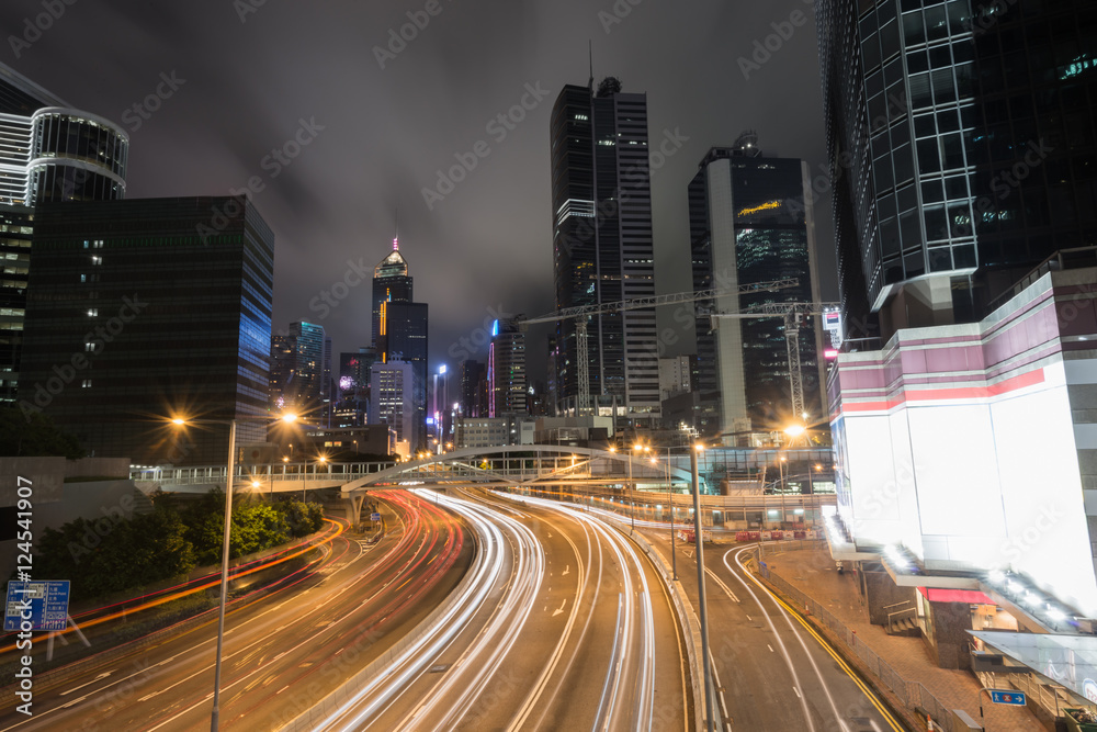 Traffic in city of hongkong at Rush hours