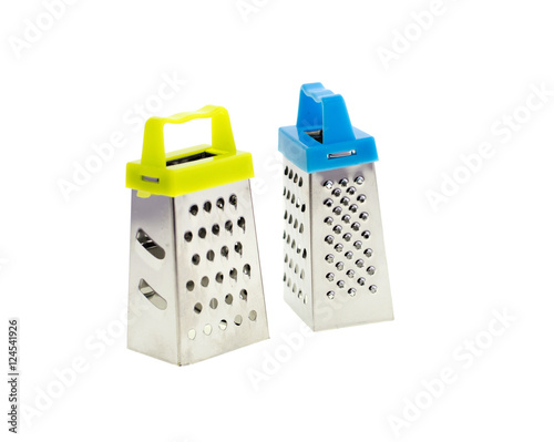 Metal grater with handle isolated on white background