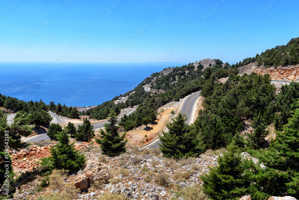 Mountain road to Chora Sfakion at southern coast of Crete island