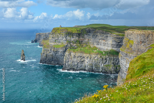Scenic view of Cliffs of Moher, one of the most popular tourist attraction in Ireland, County Clare