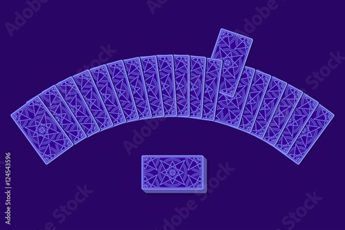 Tarot cards by reverse side laying in a semicircle. Choice concept