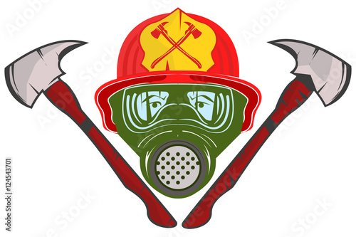firefighter with axes to extinguish a fire