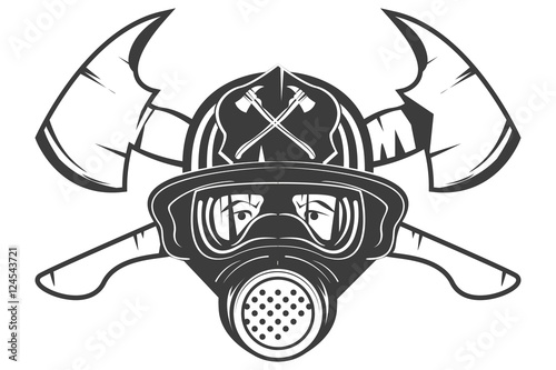 firefighter with axes to extinguish a fire