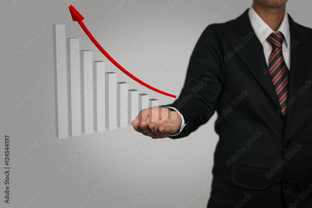 Businessman with financial symbols