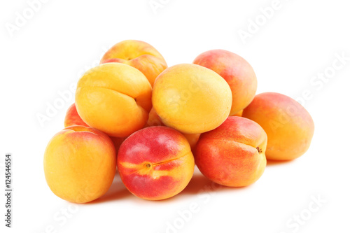 Ripe apricots fruit isolated on a white