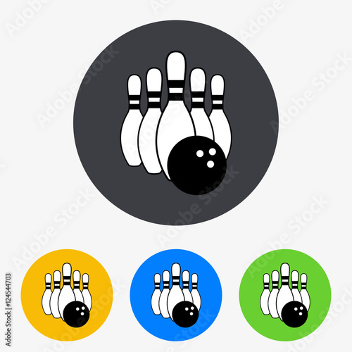Icono plano bolos en circulo varios colores