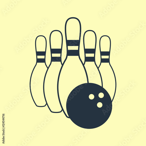 Icono plano bolos sobre fondo amarillo