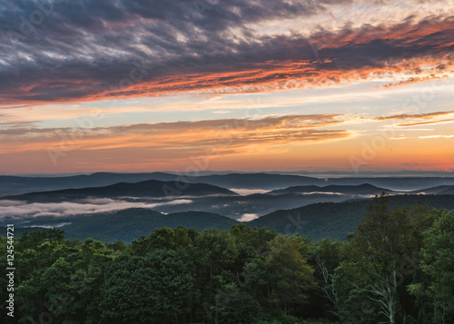 Fog Settles into Valley at Sunset