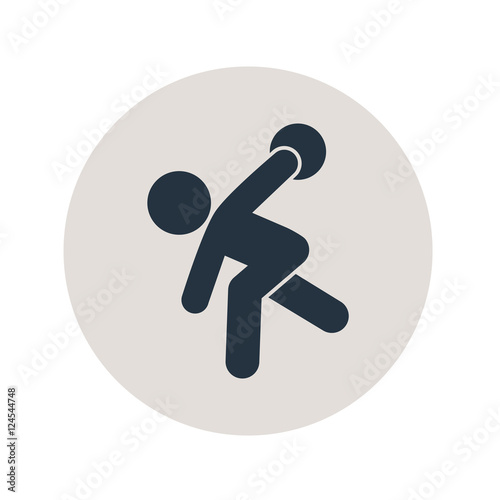 Icono plano jugador de bolos en circulo gris
