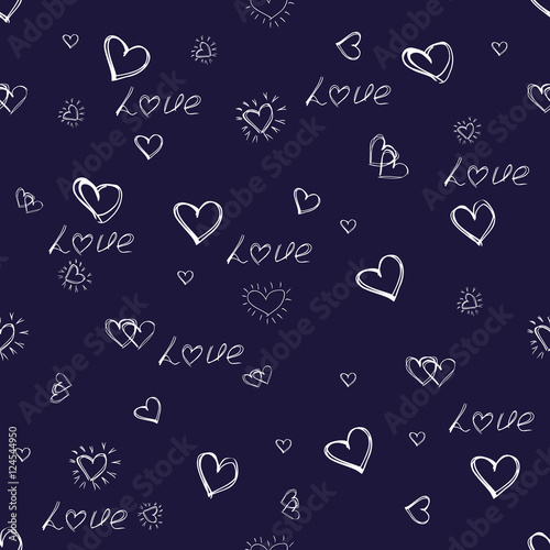 A Valentine seamless heart, white and blue colors, text i love you. Valentine's day celebrate.