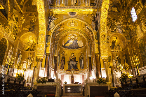 Interior of the Capella Palatina Chapel inside the Palazzo dei Normanni in Palermo, Sicily, Italy