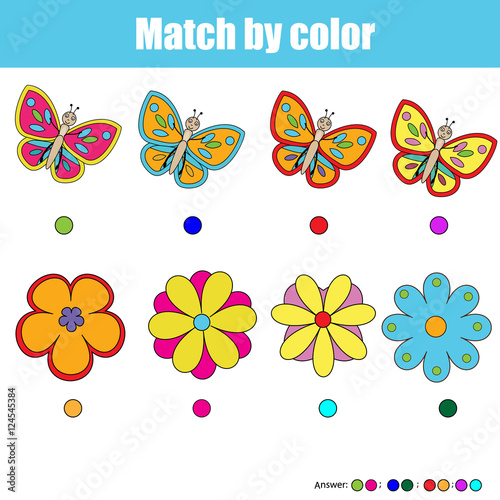 Matching children educational game, match by color
