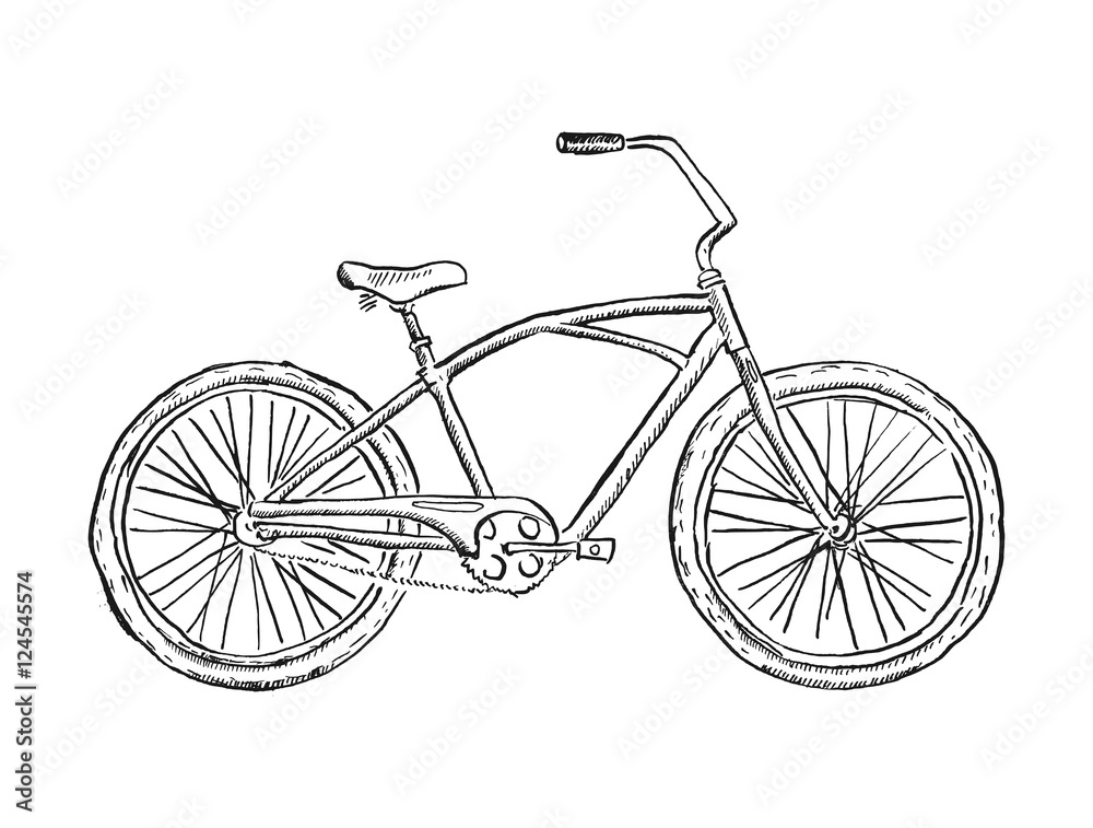 Old bicycle sketch illustration