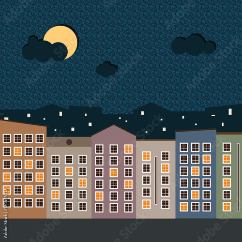 Colorful City At Night Concept