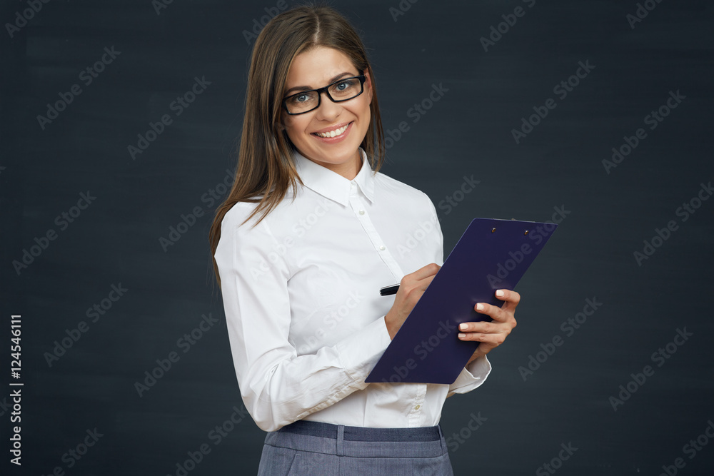 © Yuriy Shevtsov - Social employee woman conduct public survey. Businesswoman with © Yuriy Shevtsov - Social employee woman conduct public survey. Businesswoman with