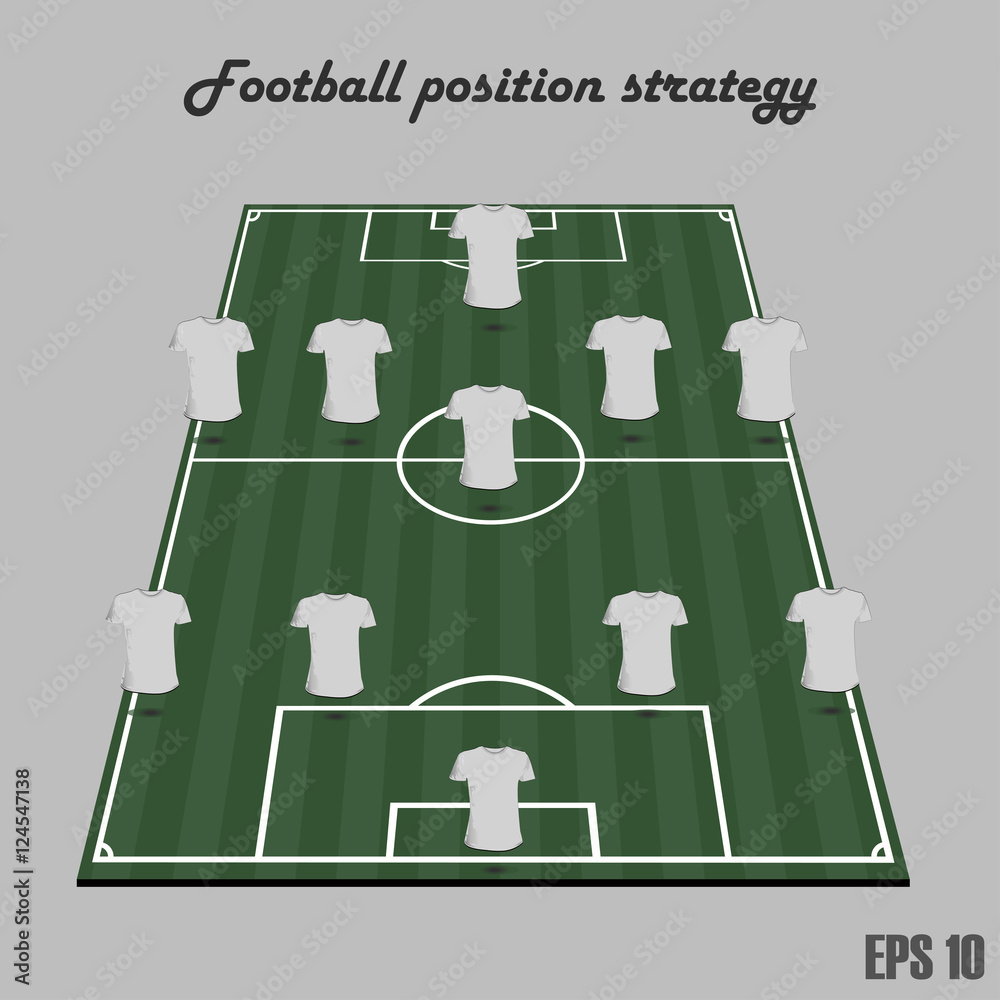 Vettoriale Stock eps 10 vector football players position strategy template. Soccer game