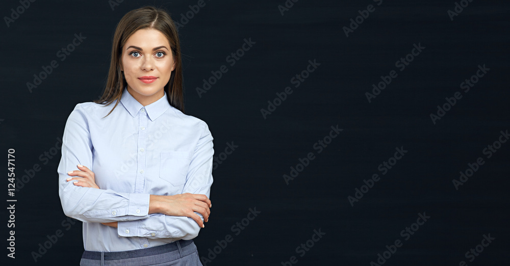 Smiling business woman with crossed arms. Smiling business woman with crossed arms.