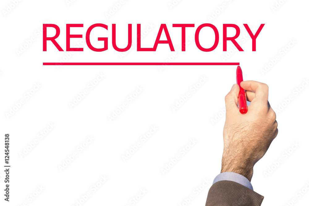 Hand writing regulatory with marker on transparent wipe board. Stock ...