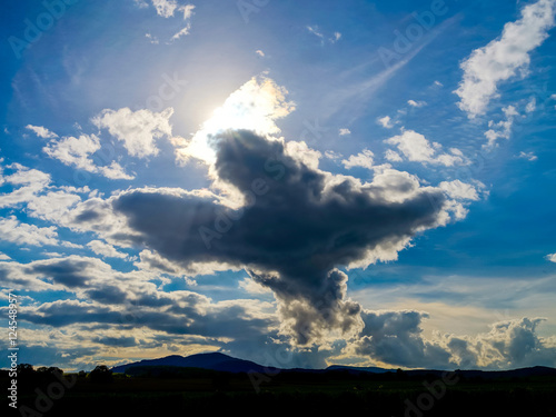 Big bird figure of clouds in the sky photo