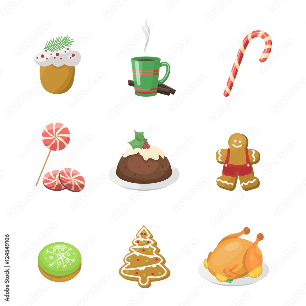 Fototapeta premium Christmas cookie cake isolated vector icon