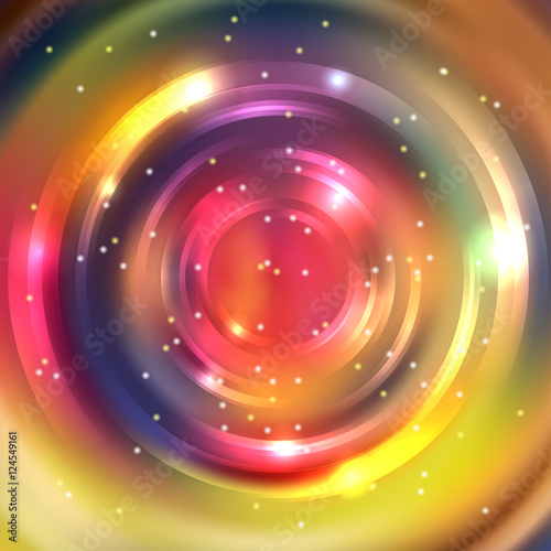 Abstract background with luminous swirling backdrop. Shiny swirl background. Intersection curves. Yellow, red, pink, green, gray colors.