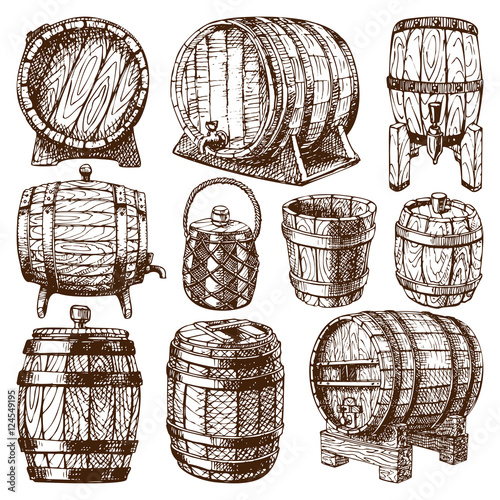 Wooden barrel vector isolated
