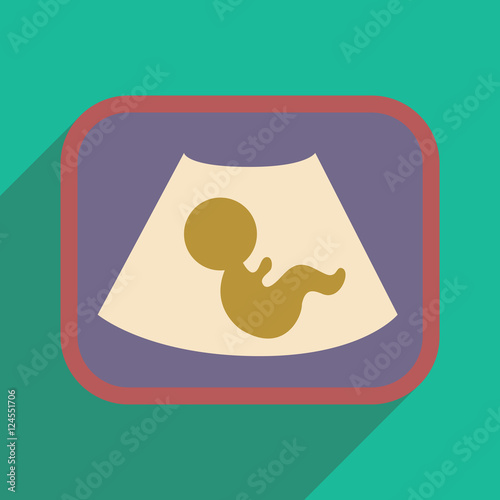 flat icon with long shadow baby on ultrasound 