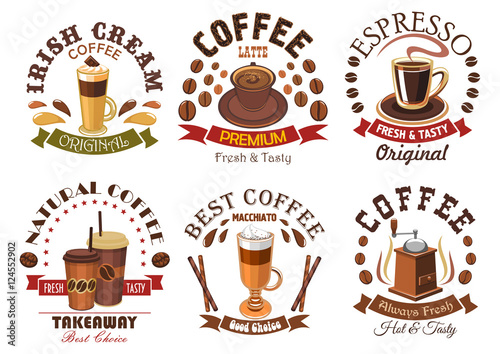 Coffee icons for cafe signboard emblem