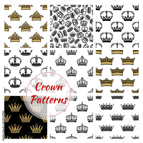 Crowns seamless royal patterns
