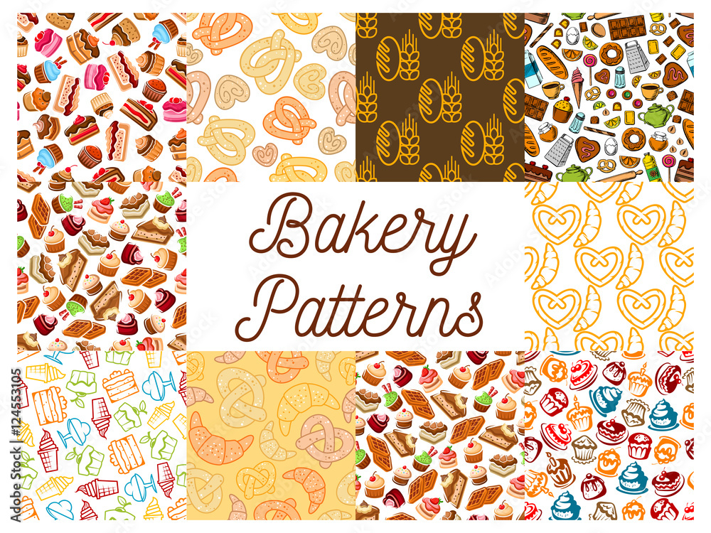 Bakery and patisserie desserts patterns Bakery and patisserie desserts patterns