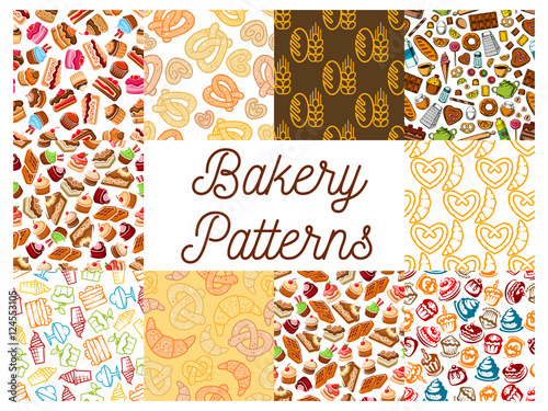 Bakery and patisserie desserts patterns