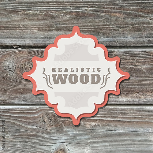 vector realistic wood texture with vintage paper frame photo