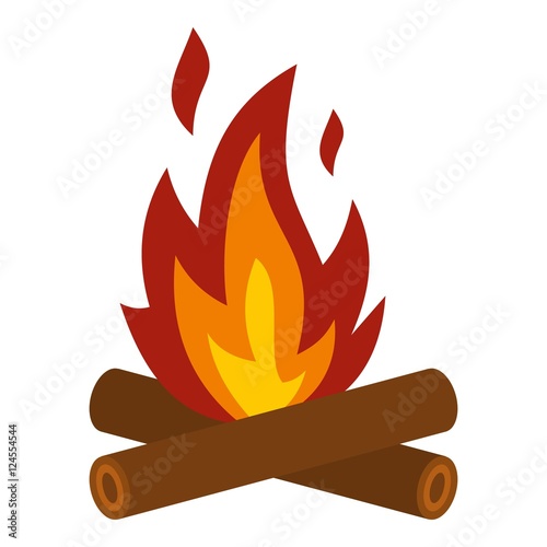 Camp fire icon. Flat illustration of fire vector icon for web design